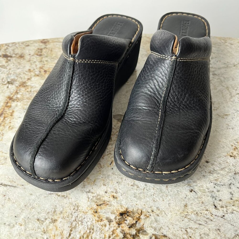 Born Black Leather Clogs Womens Size 9 US 40,5 EU Slip On Shoes W3822